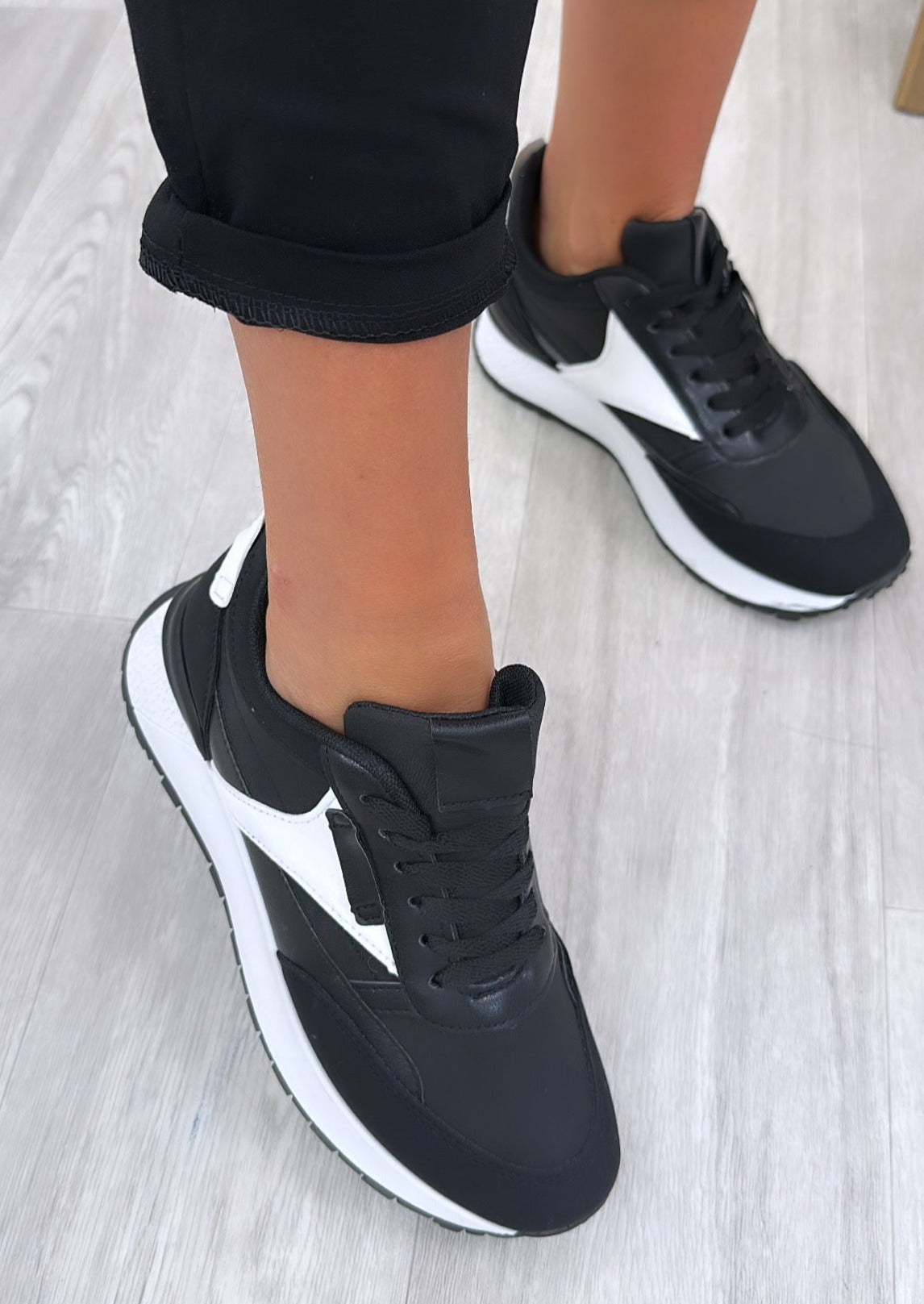 Asami Black Lace Up Trainers