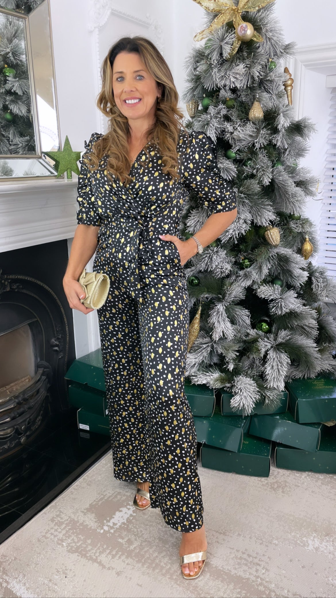 Fizz Black Frill Detail Jumpsuit