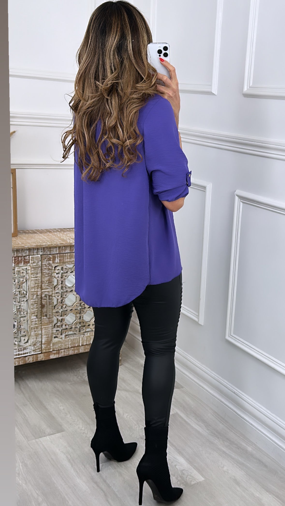 Jocasta Purple Zip Detail Top