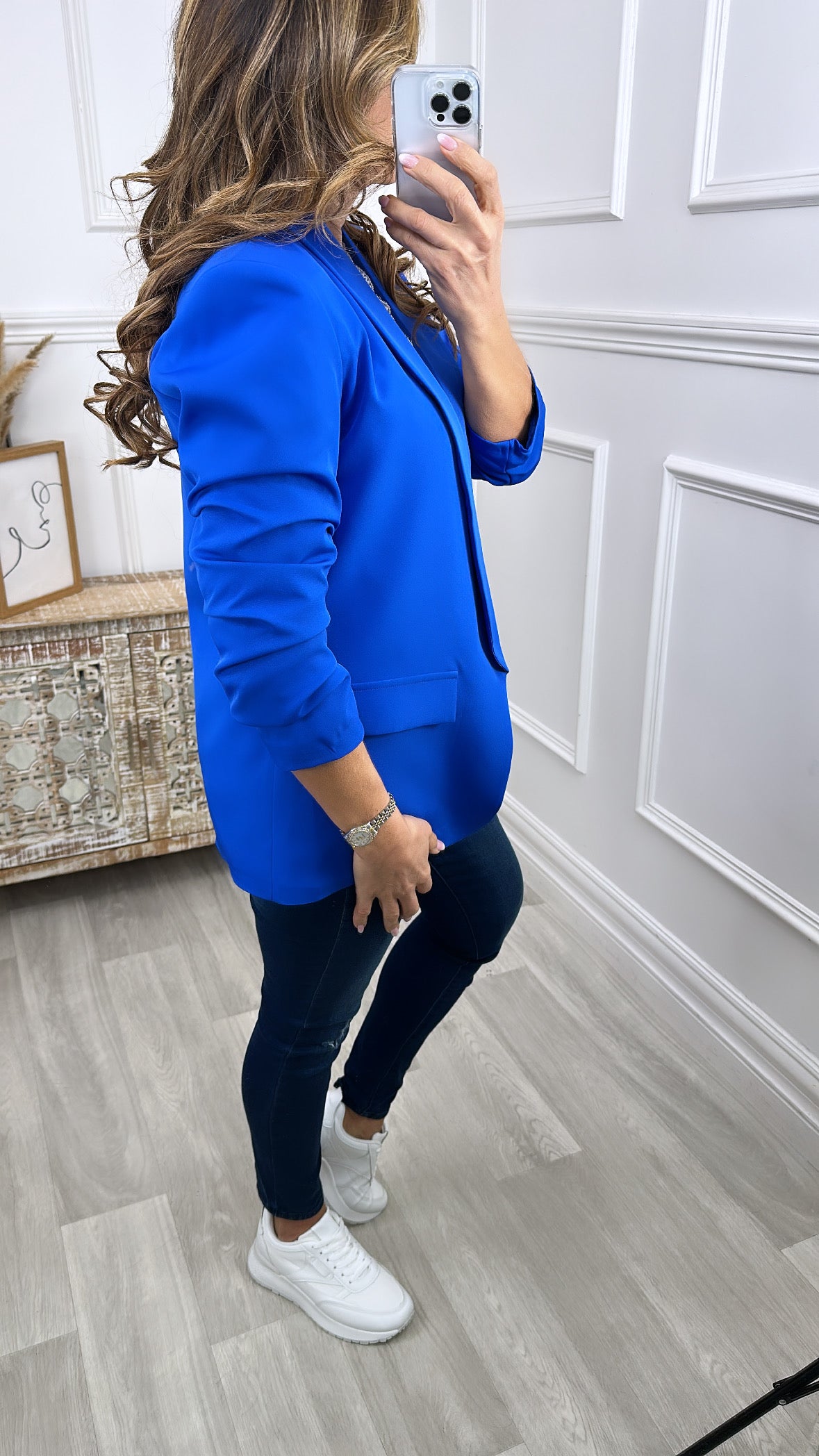 Merrill Royal Blue Gathered Sleeve Blazer