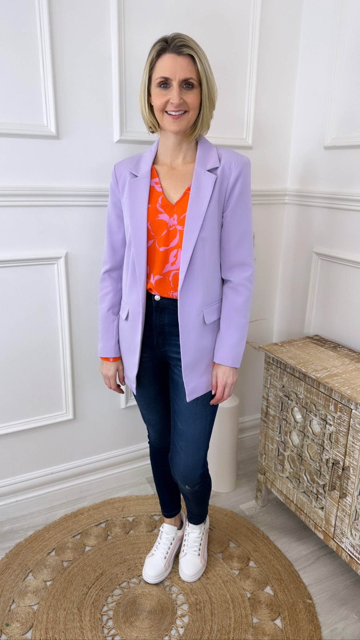Polliana Orange V Neck Blouse