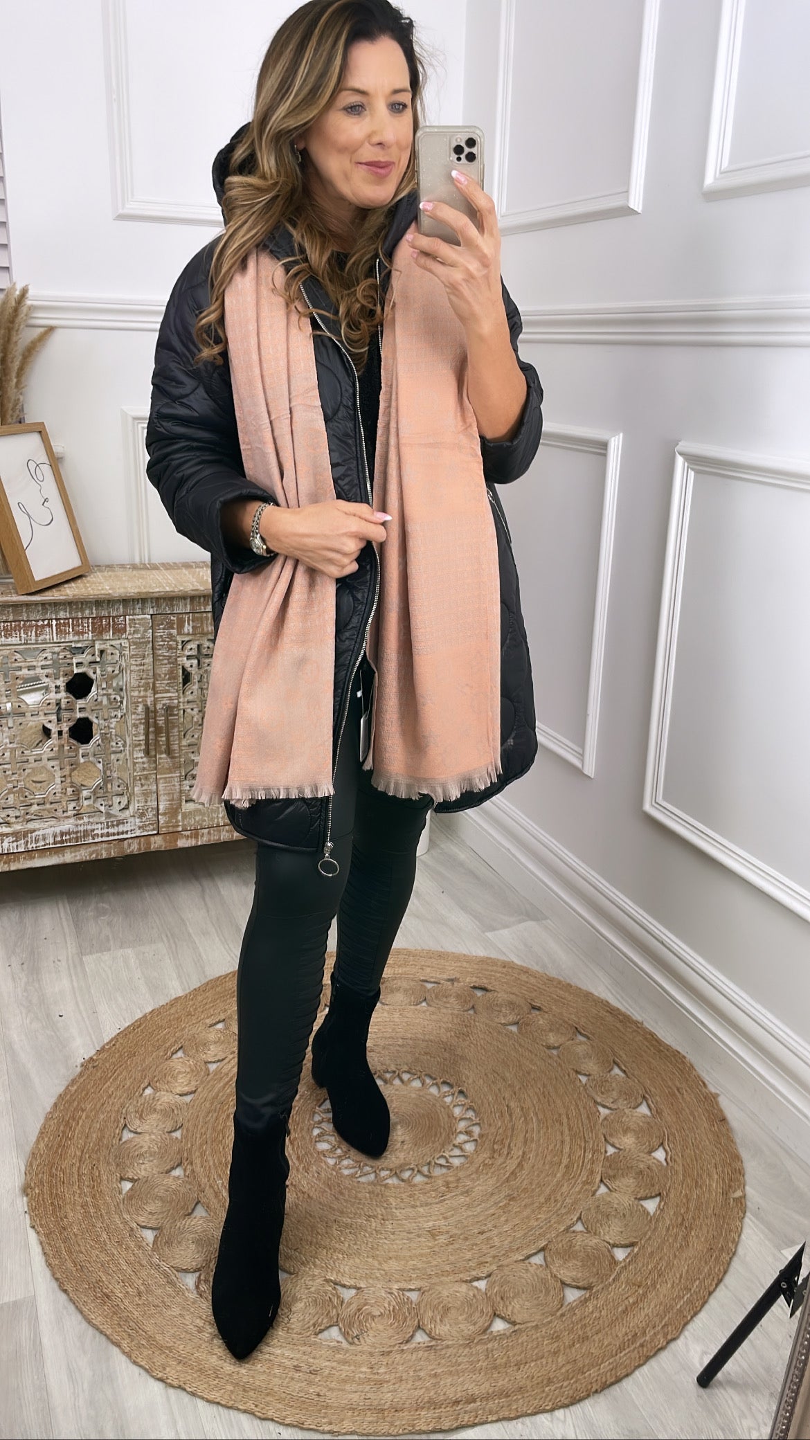 Cindy Salmon Pink Pattern Scarf