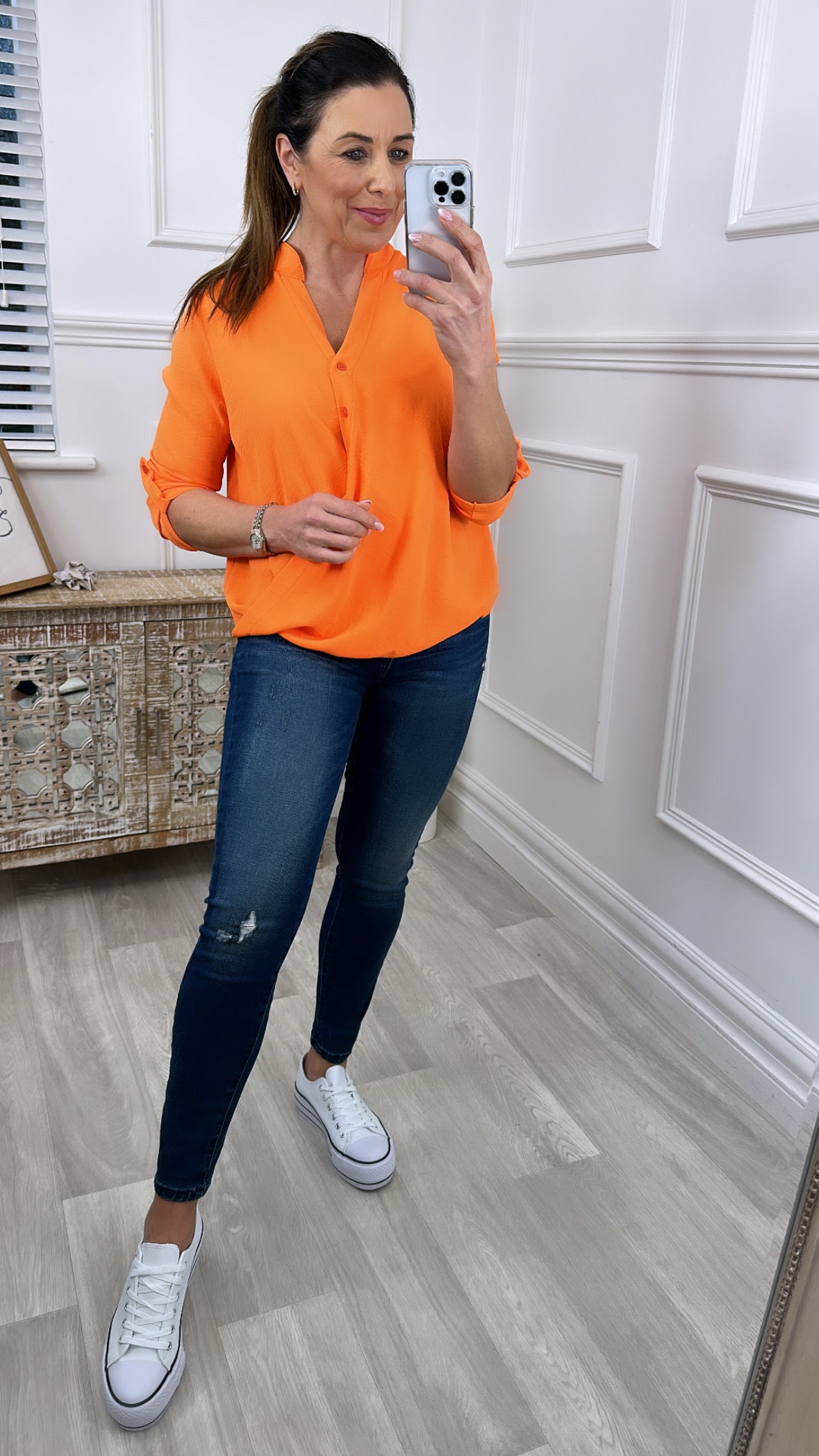 Darcy Orange Wrap Blouse