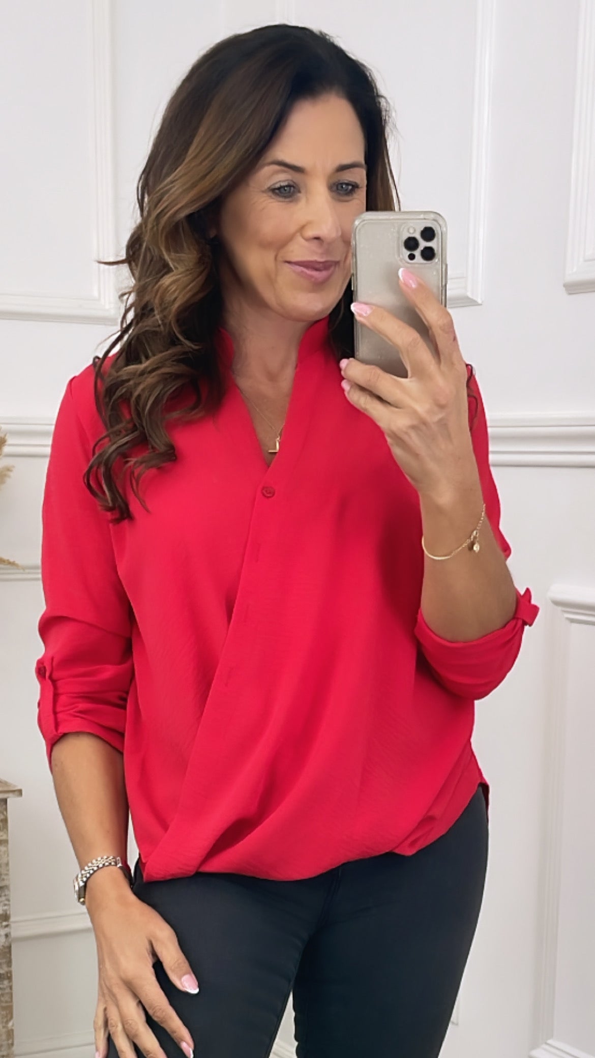 Darcy Red Wrap Blouse