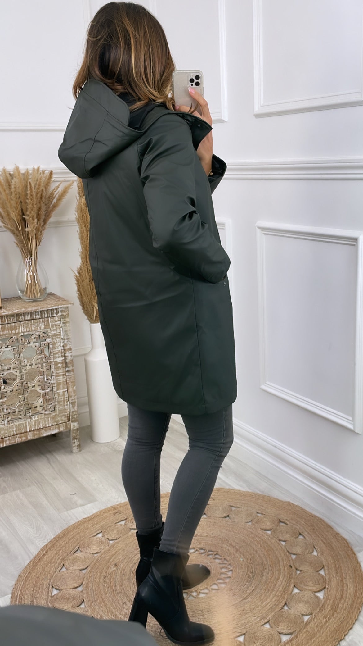Asta Green Peat Long Rain Jacket