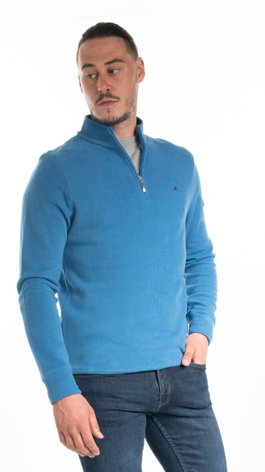 Kentucky Prussian Blue Half Zip Sweater