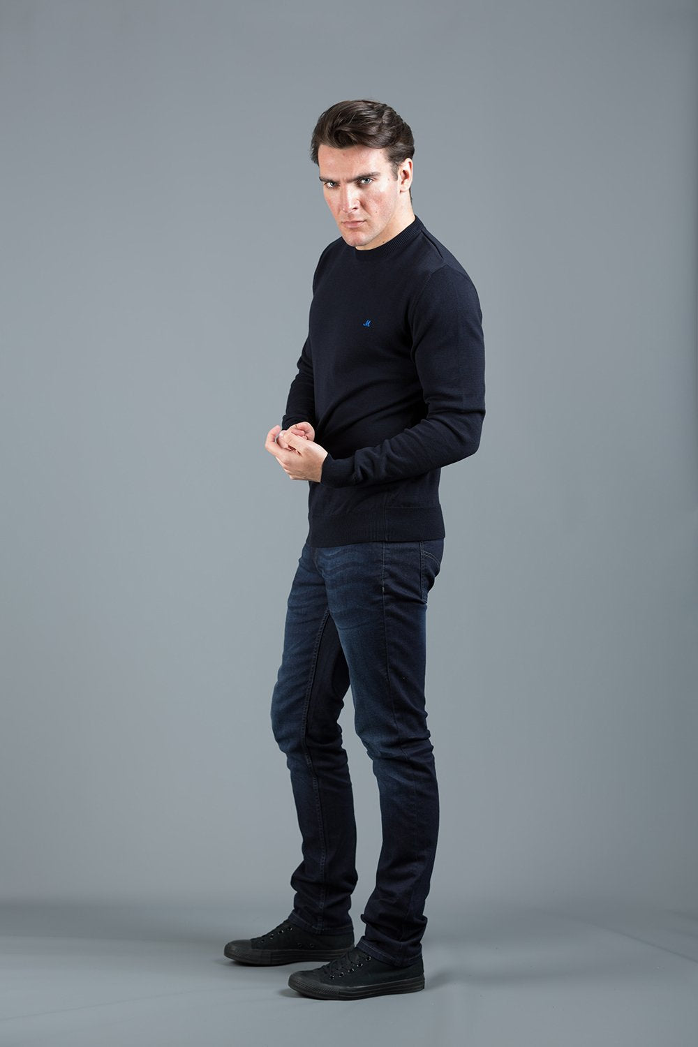 Ariana Navy Cotton Knit Top