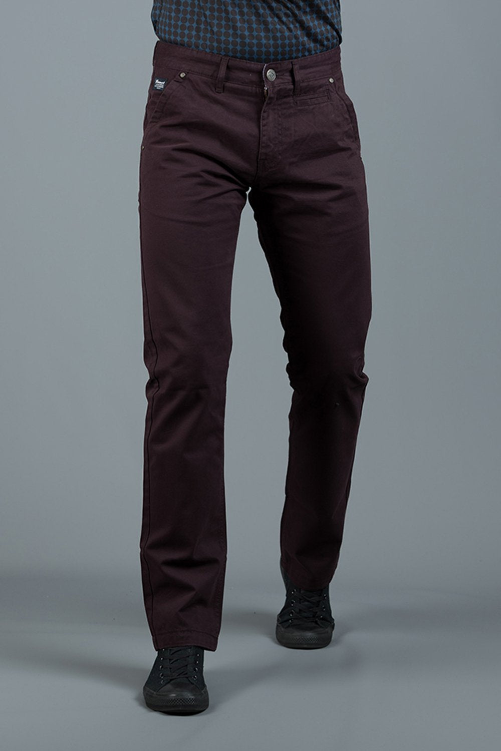 Jonnie Dark Burgundy Cotton Chinos