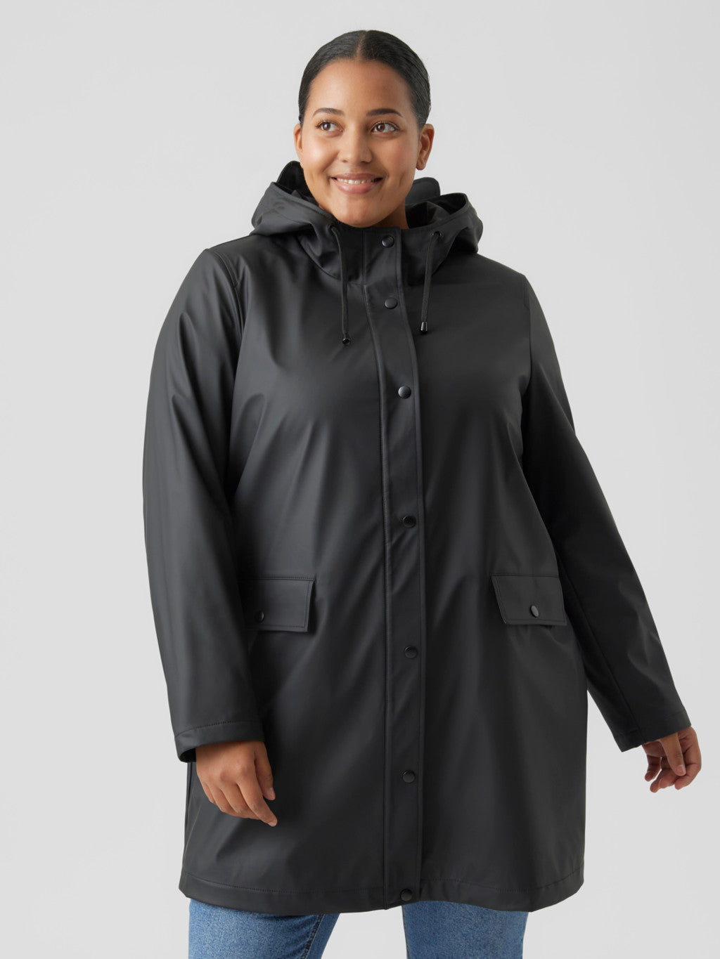Asta Black Long Rain Jacket