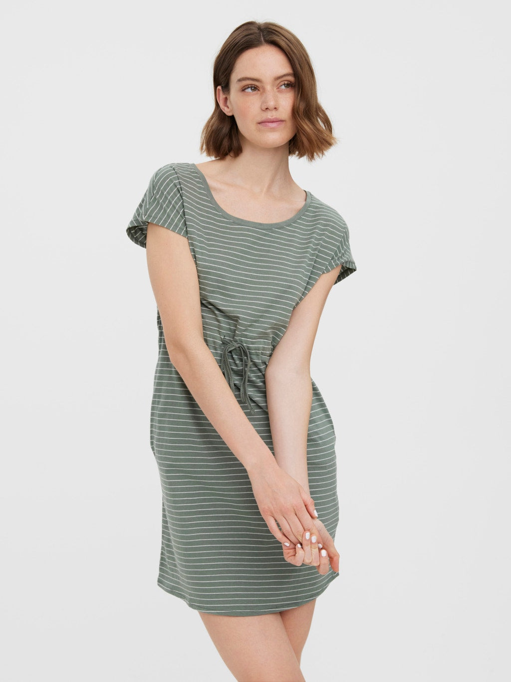 April Laurel Green Stripe T-Shirt Dress