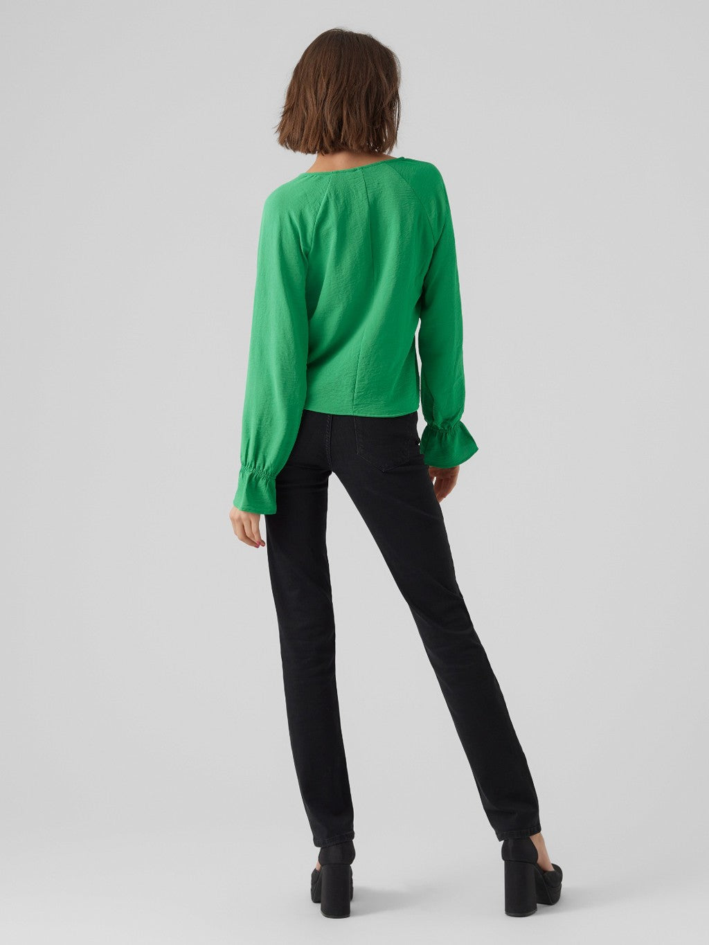 Polliana Green V Neck Blouse