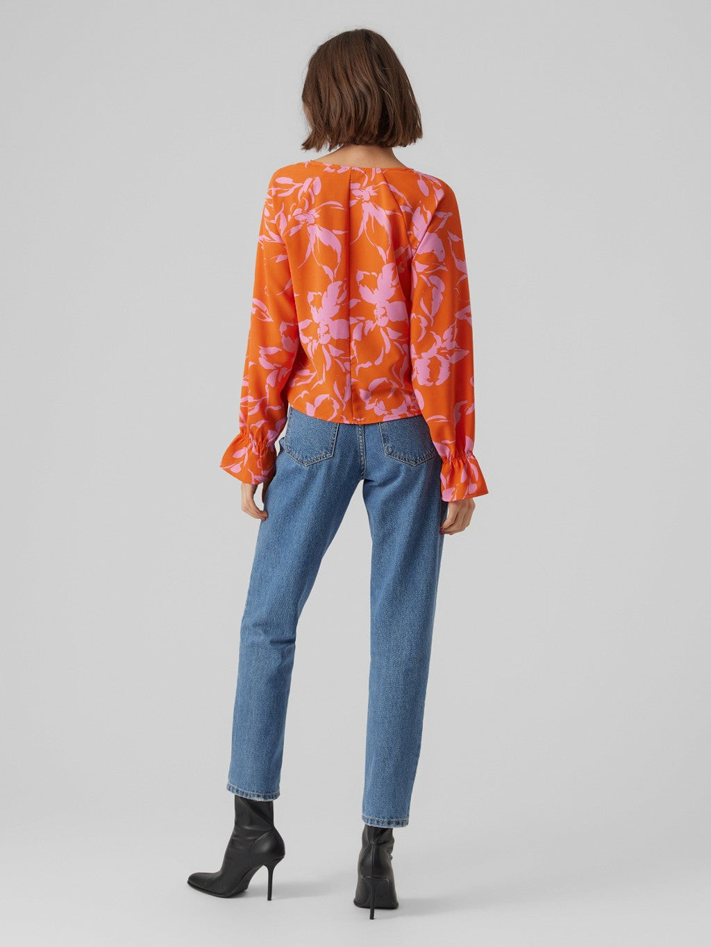 Polliana Orange V Neck Blouse